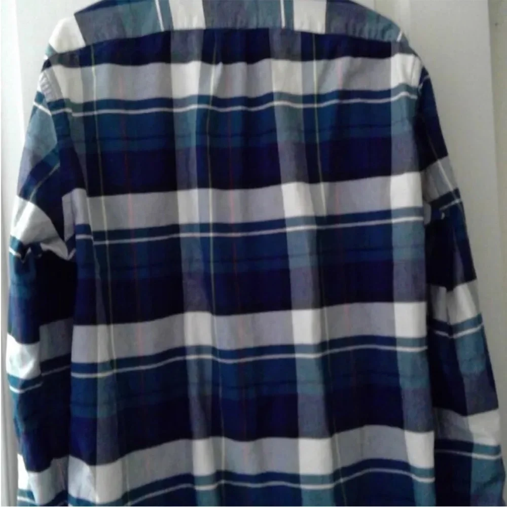 J CREW OXFORD LONG SLEEVE BUTTON DOWN SLIM FIT PLAID SHIRT SIZE XL